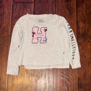 Tommy Hilfiger Kids' Gray Long Sleeve Tee with Pink Logo